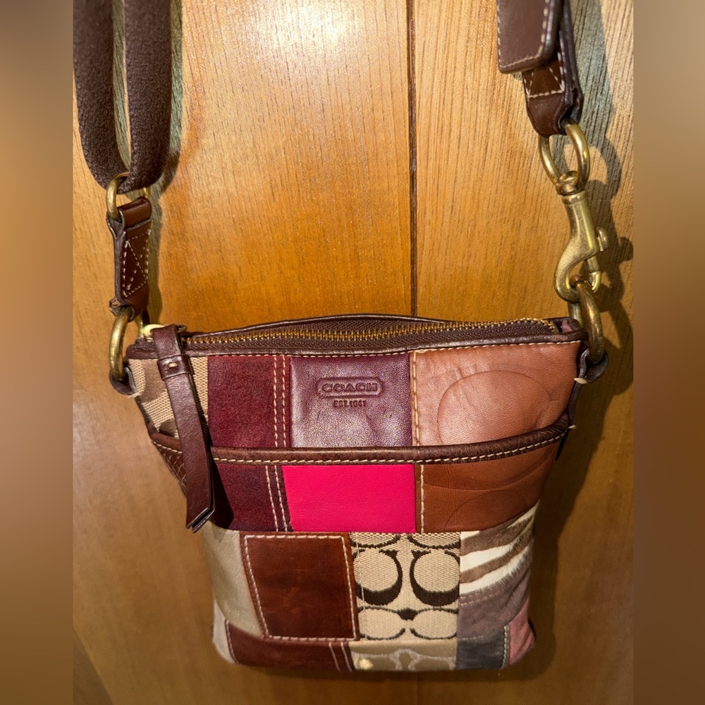 Coach Patchwork Crossbody Swingpack – Multicolor Leather & Suede Mix - Picture 15 of 16